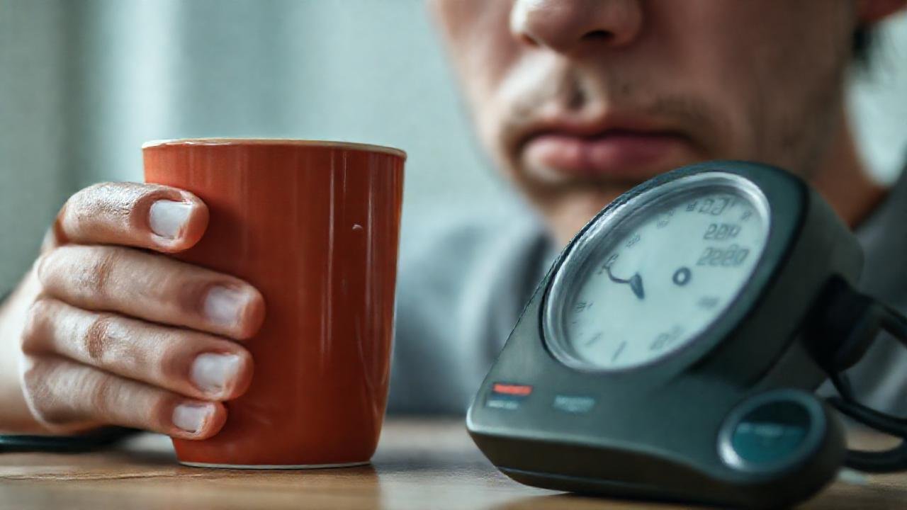 Una cara preocupada y un monitor de salud