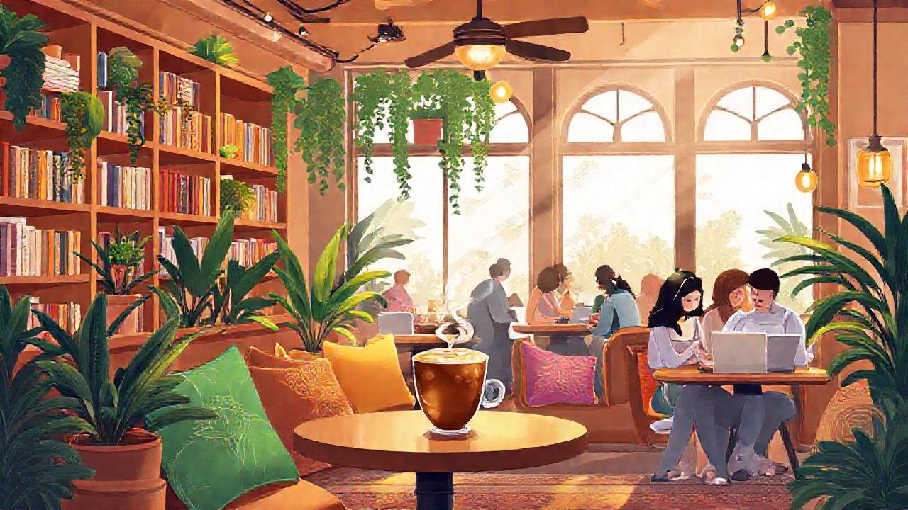 Un café acogedor, vibrante y diverso