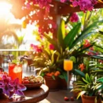Un café tropical vibrante y soleado