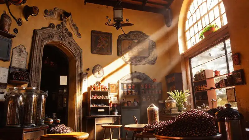 Un café colonial, cálido y nostálgico