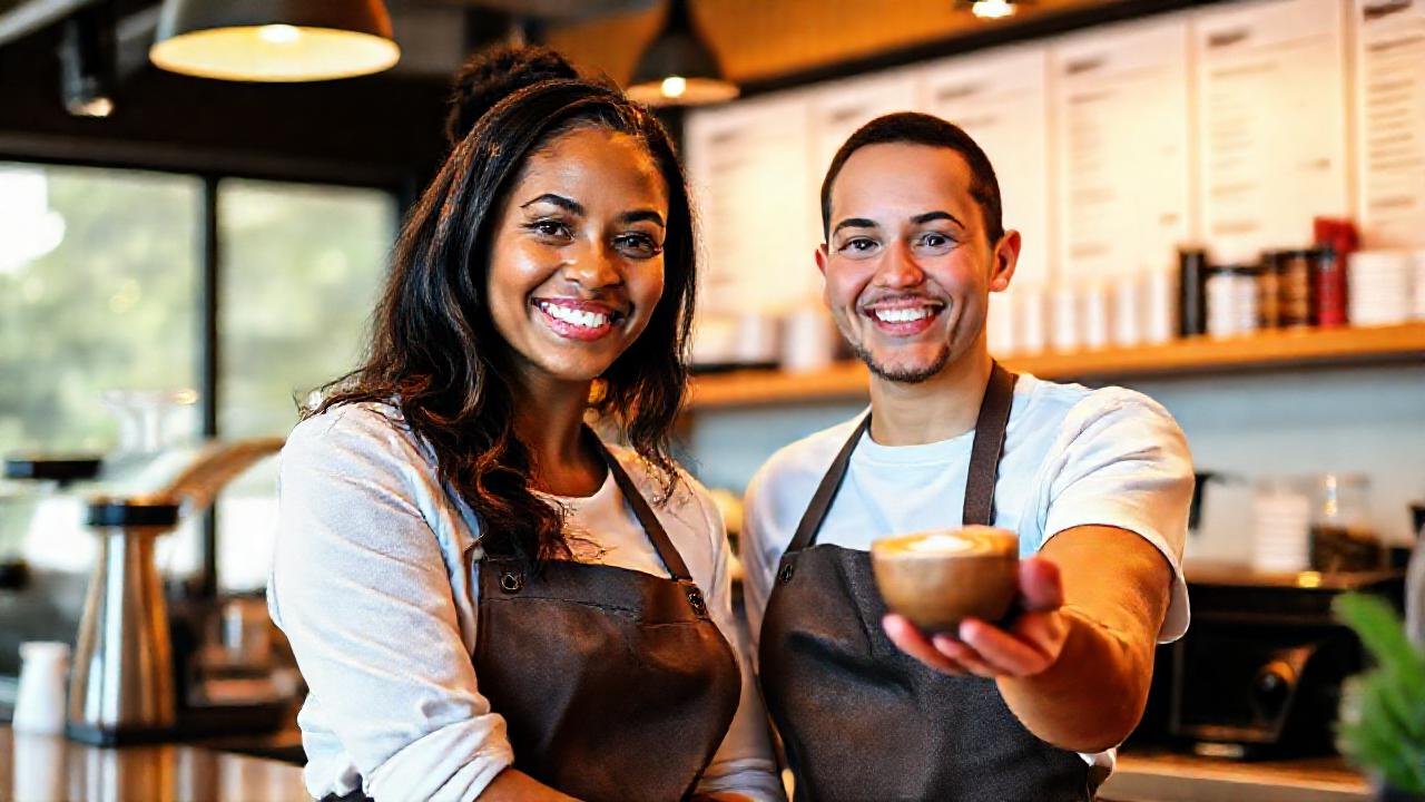 Un barista amable ofrece un café perfecto