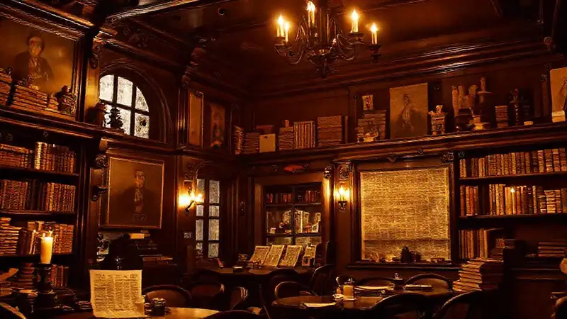 Un café antiguo y misterioso evocaba historia