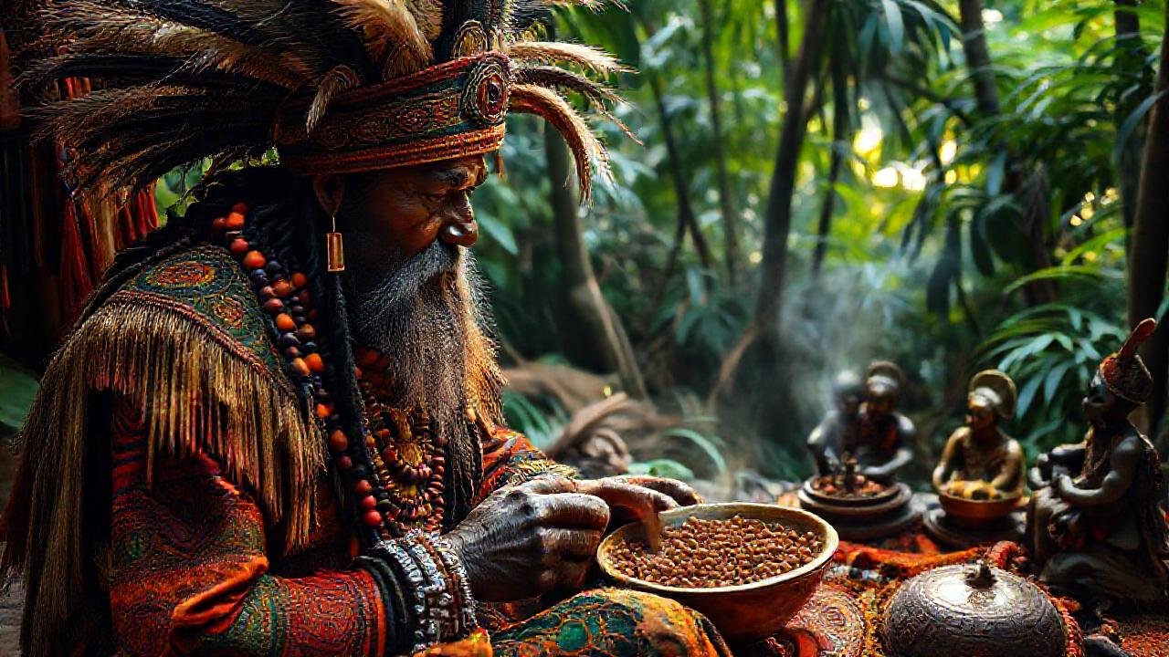 Un chamán indígena celebra ritualmente la vida