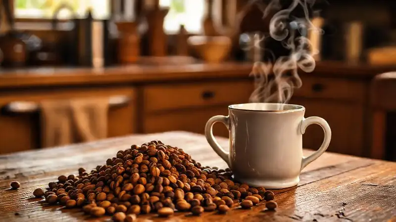 Una cocina acogedora y café caliente