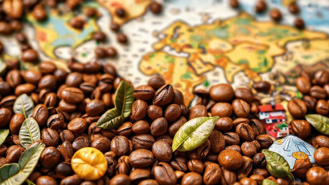 Café global: ilustración vibrante y estilizada