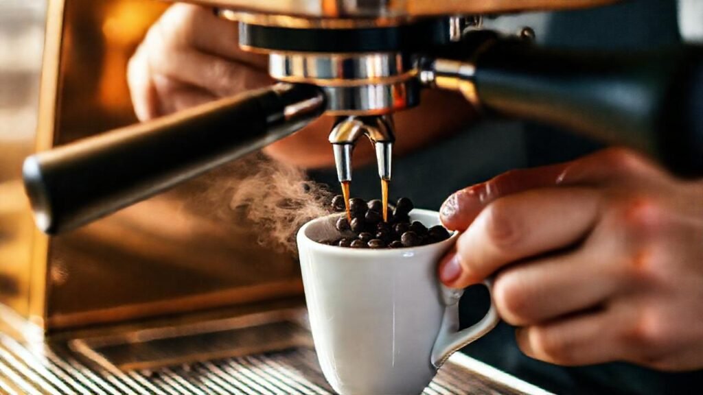 Barista prepara un espresso elegante y cálido