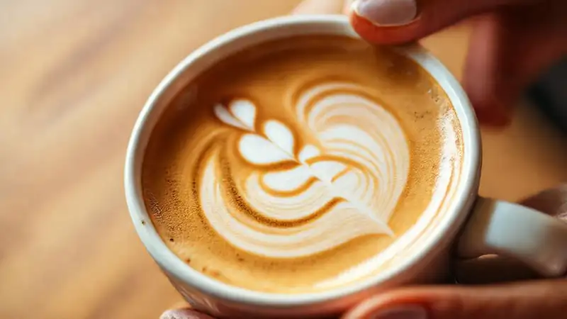 Latte art elegante en estudio