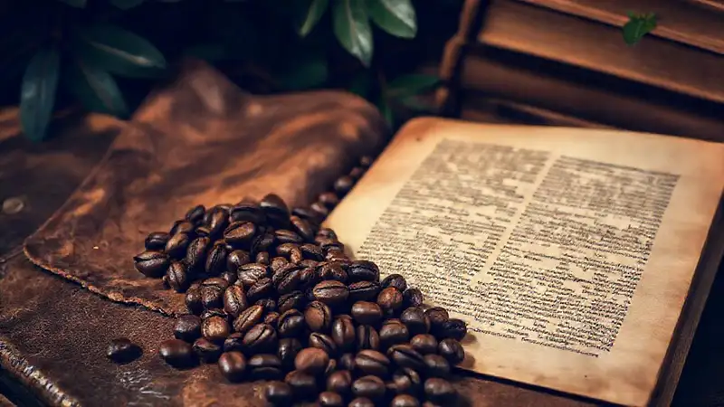Café sumatraño, manuscrito antiguo, evocador y rico