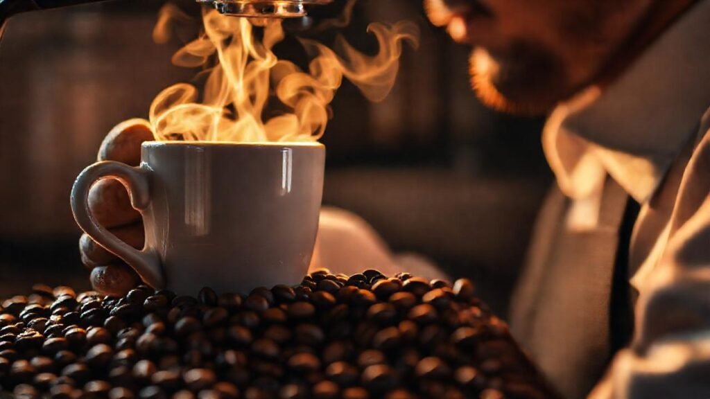 Un barista prepara un café profesional