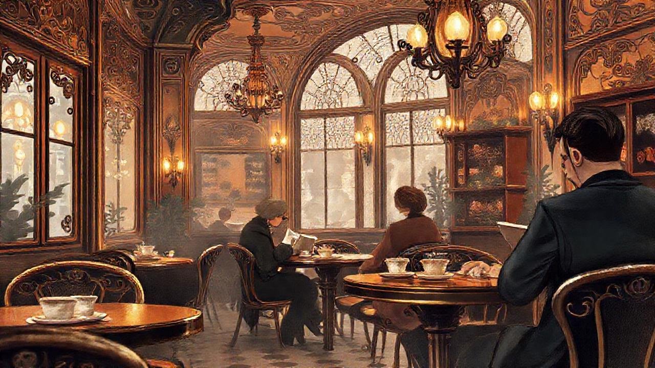 Café vienés elegante de principios del siglo XX