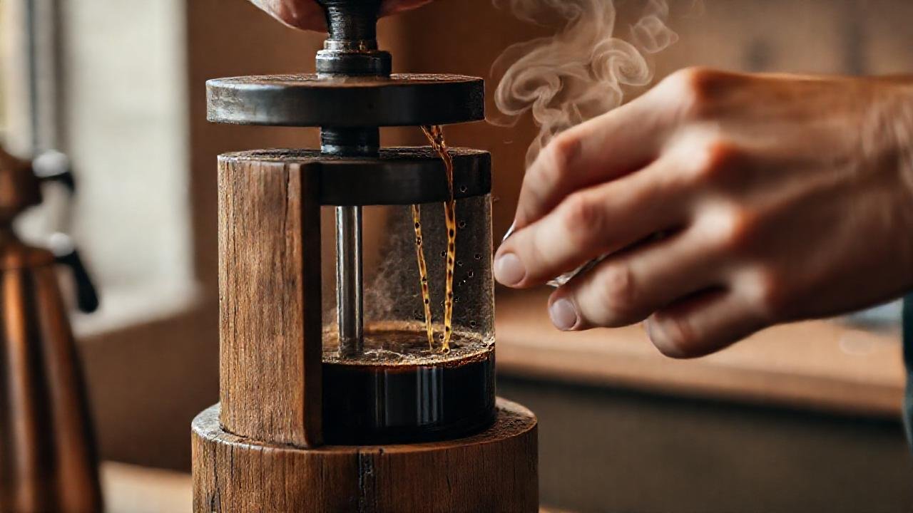 Un prensado de café rústico y cálido