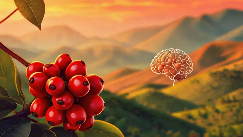 Café keniata: ilustración científica detallada y vibrante