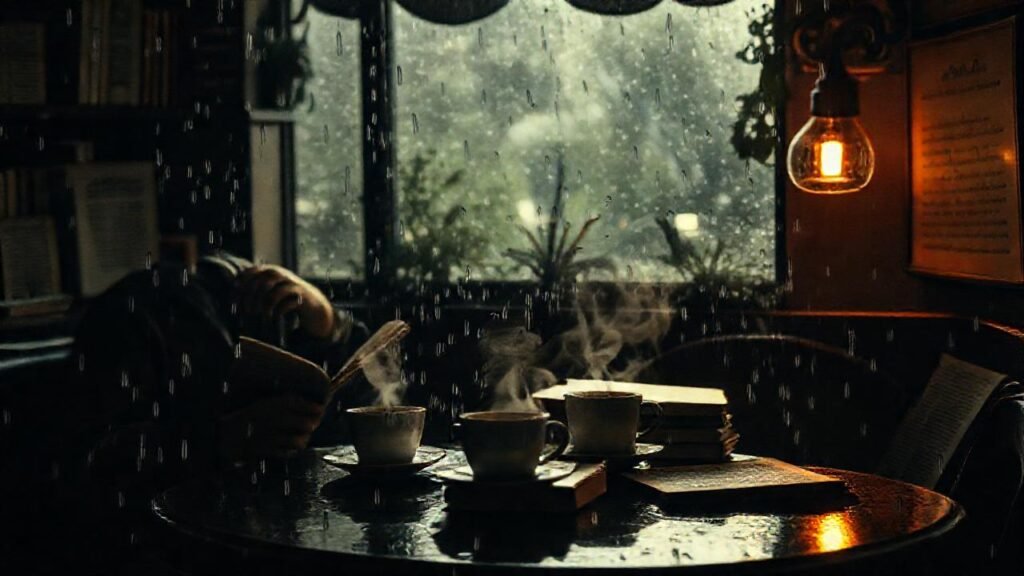 Un café lluvioso evoca nostalgia literaria