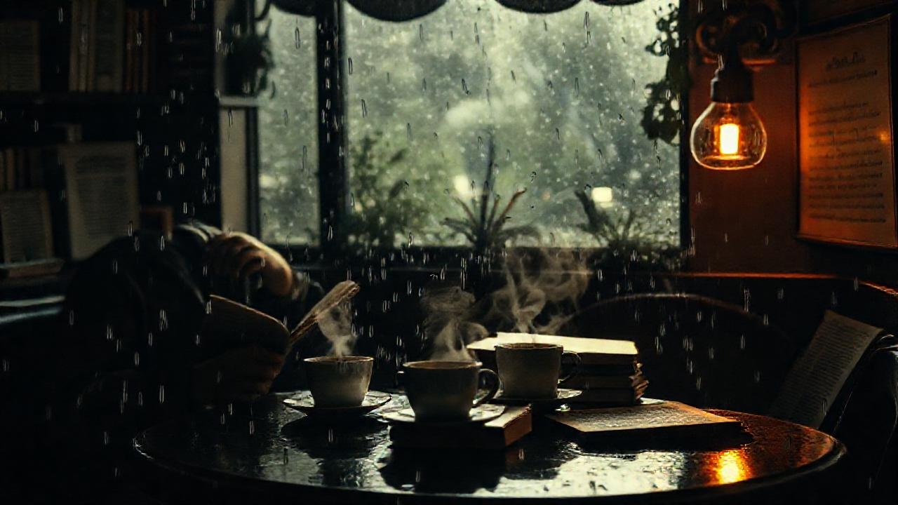 Un café lluvioso evoca nostalgia literaria