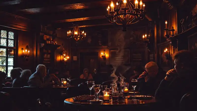 Café oscuro y evocador del siglo XVII