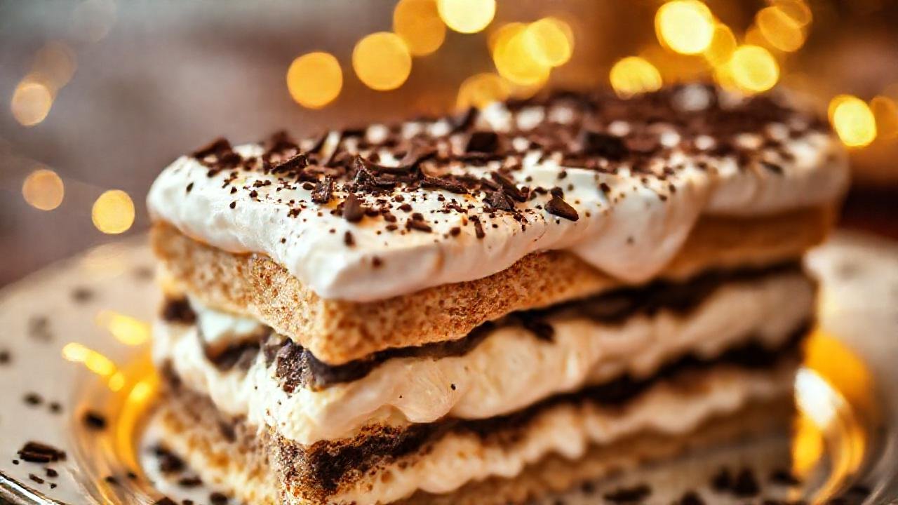 Tiramisú cremoso y lujoso, visualmente impactante