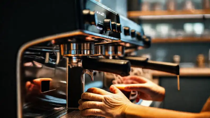 Máquinas de espresso modernas, café caliente, belleza