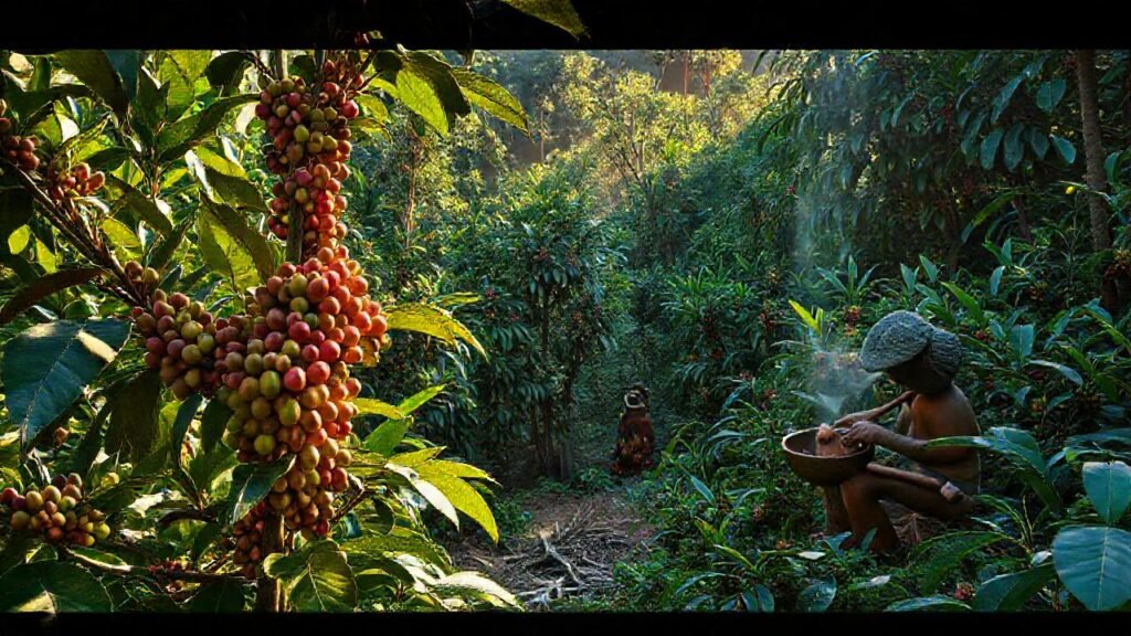 Plantación de café exuberante