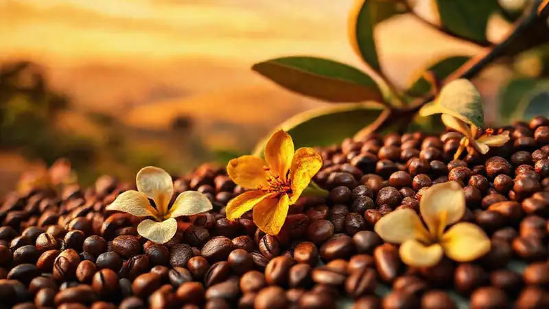 Flores africanas y paisajes cálidos ilustrados