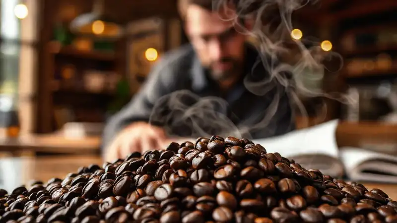Un hombre estudia, concentrado en café