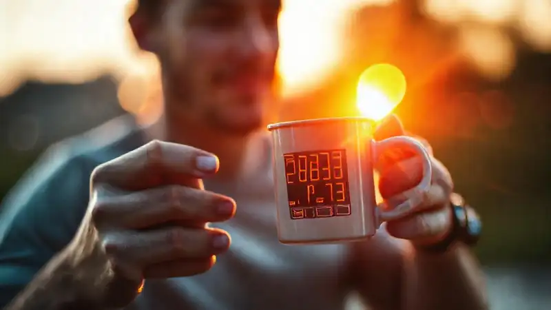 Un hombre activo disfruta café y datos