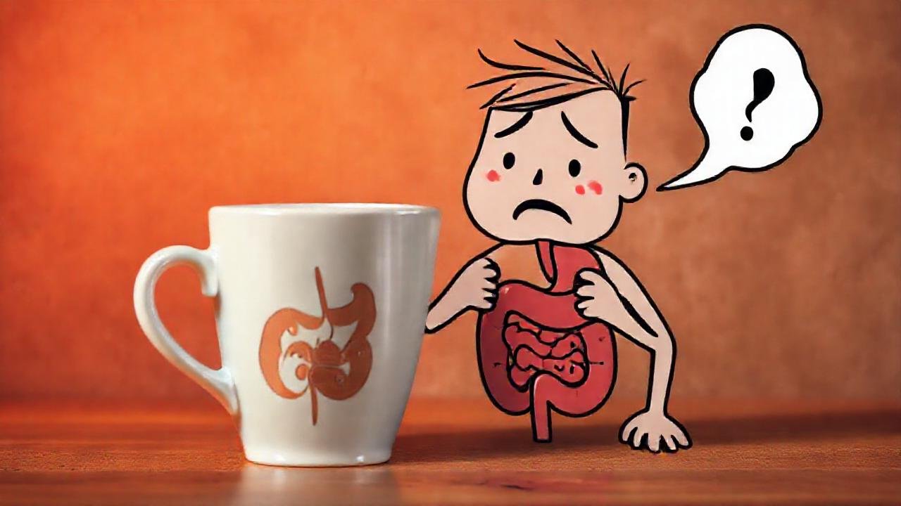 La taza de café refleja malestar digestivo