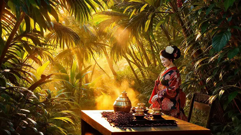 Plantación tropical: belleza y café artesanal