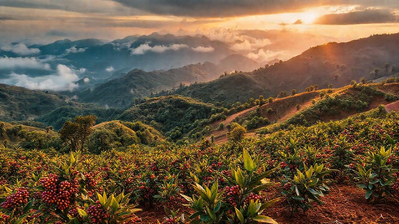 Cafés exóticos en paisajes coloridos