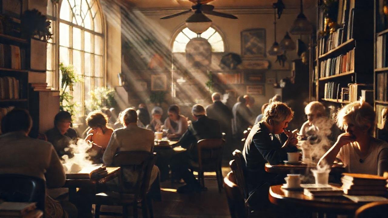 Café vintage cálido y nostálgico