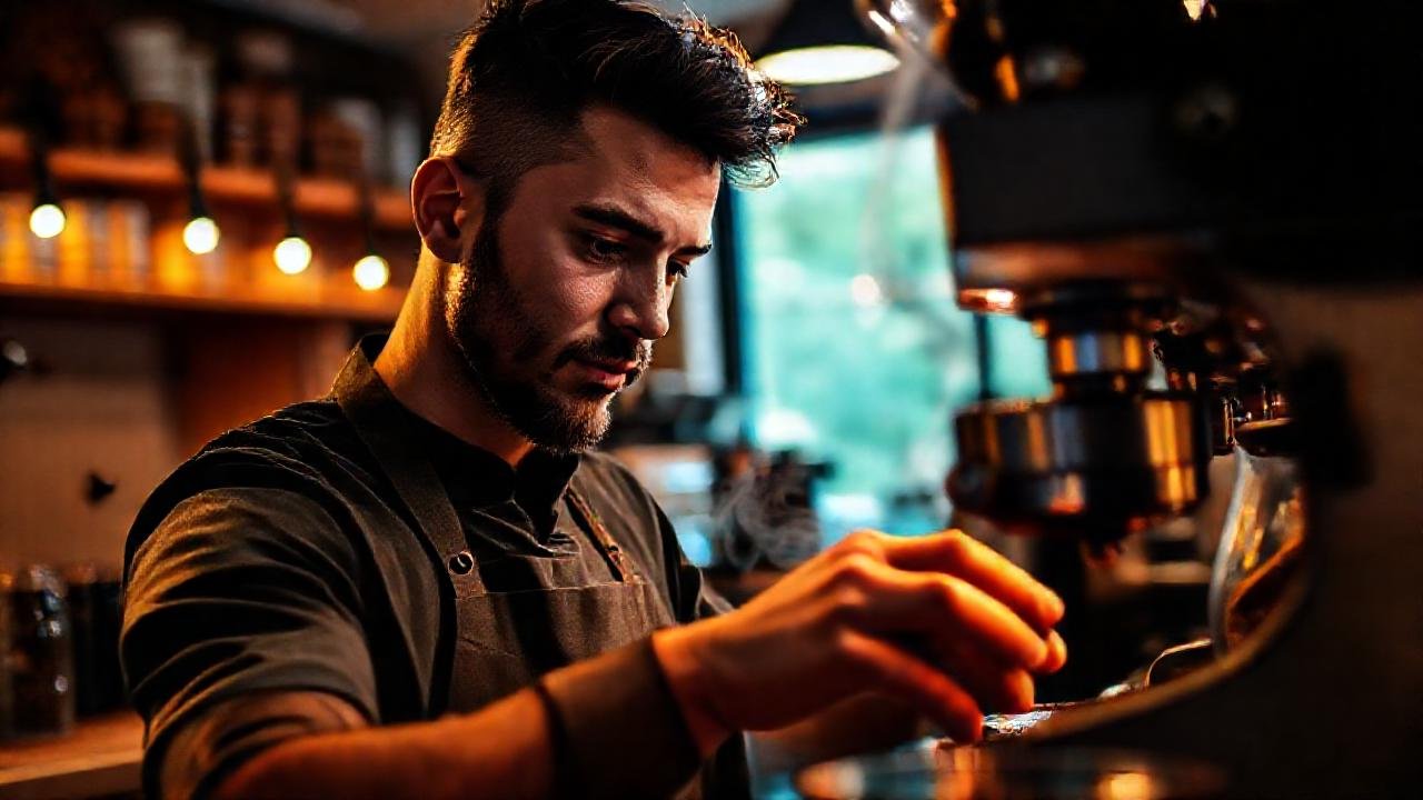 Un barista aprende a preparar café