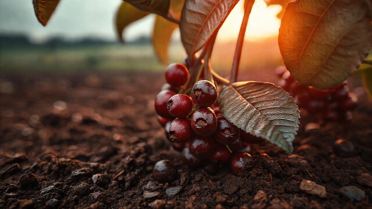 Café exuberante en tierra rica