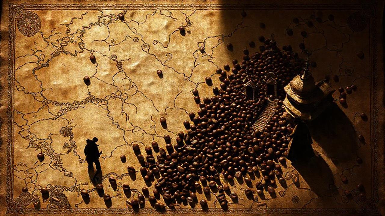 Un mapa antiguo evoca misterio y sombras