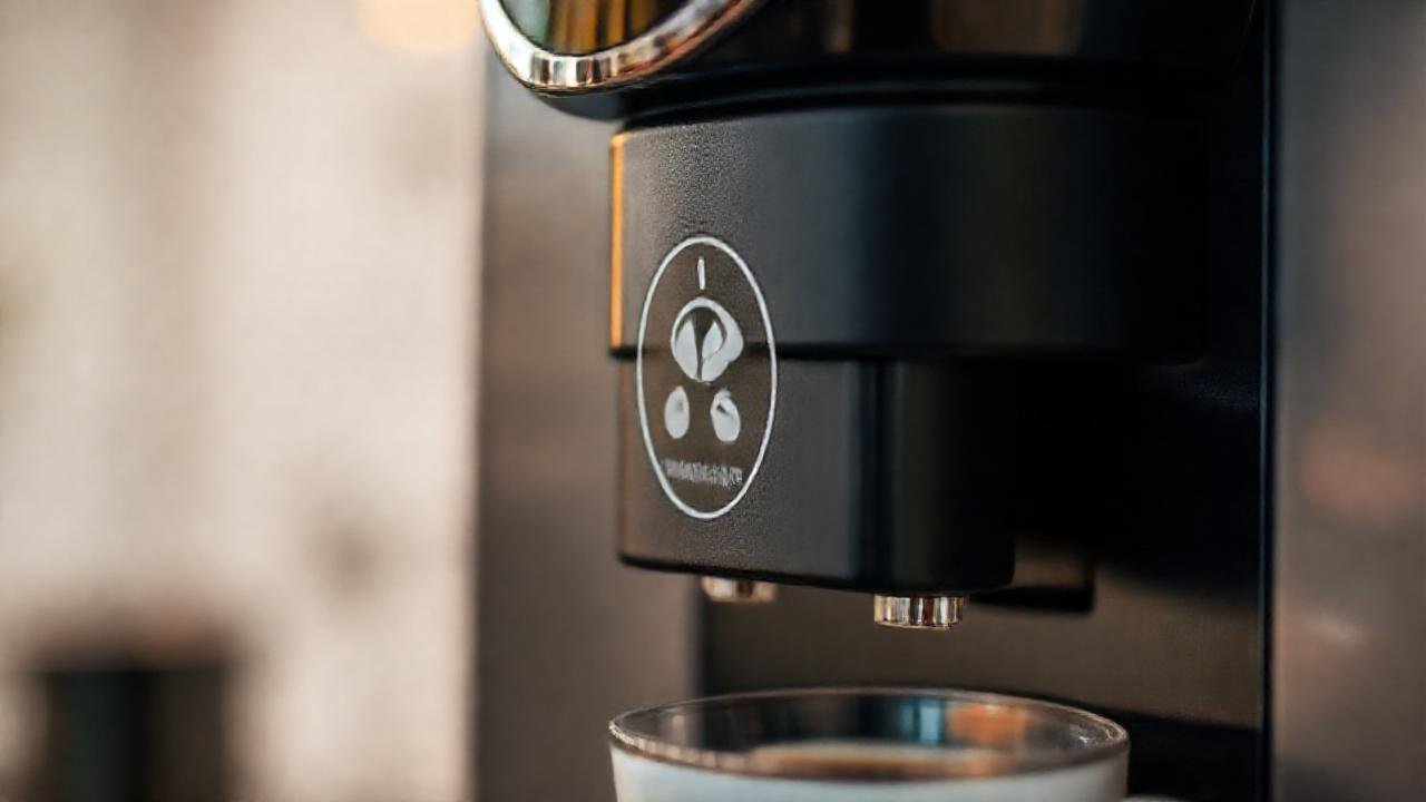 Máquina de café moderna, sostenible e informativa