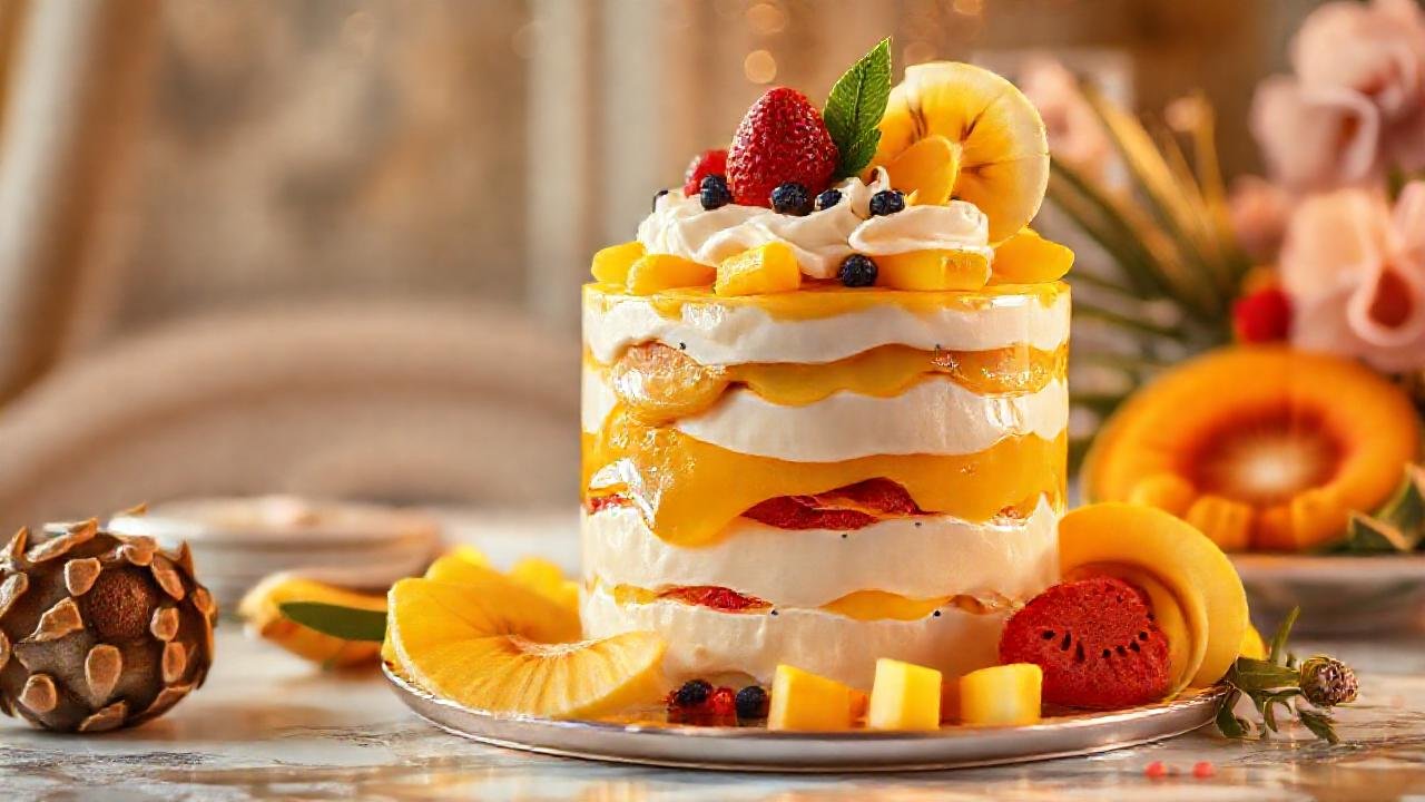 Una mesa de postres elegante y colorida