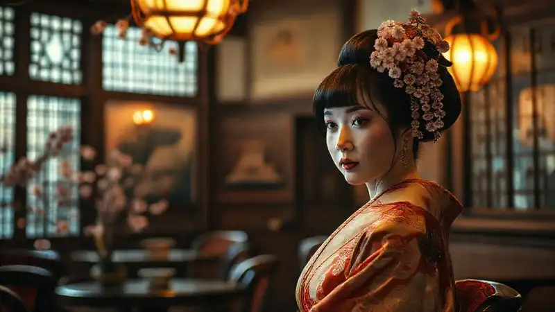 Un café japonés elegante evoca misterio y belleza