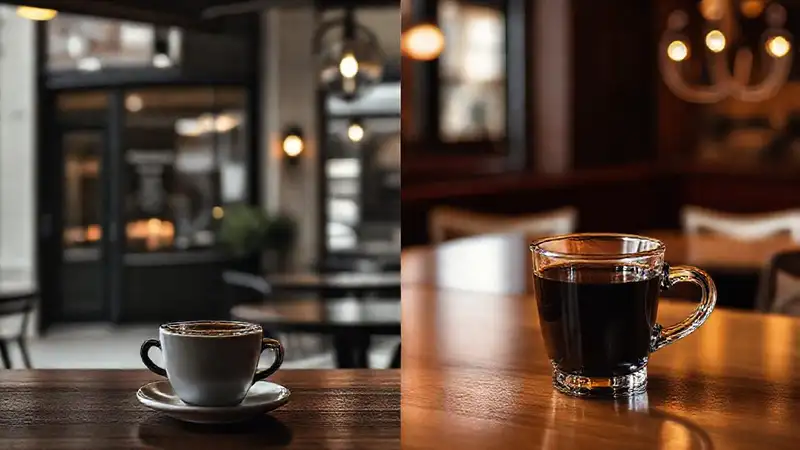 Contraste elegante de escenas café-americana
