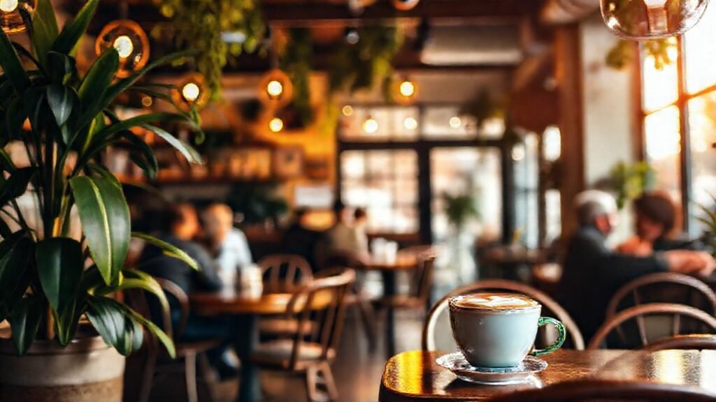 Un café acogedor y cálido brilla