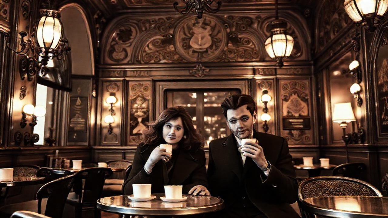 Un café parisino vintage, elegante y clásico