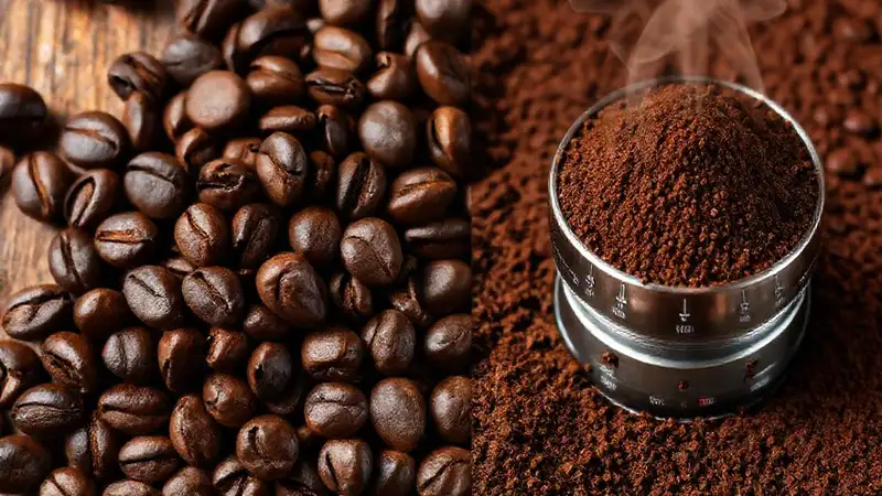 Café oscuro en grano se compara