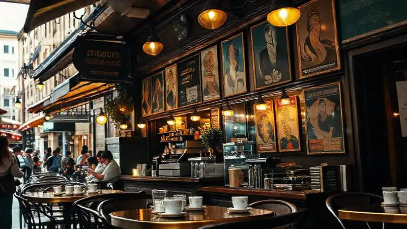 Un café italiano vibrante y evocador