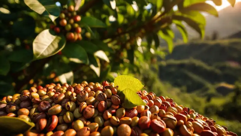 Frijoles Pacamara: textura verde y cálida