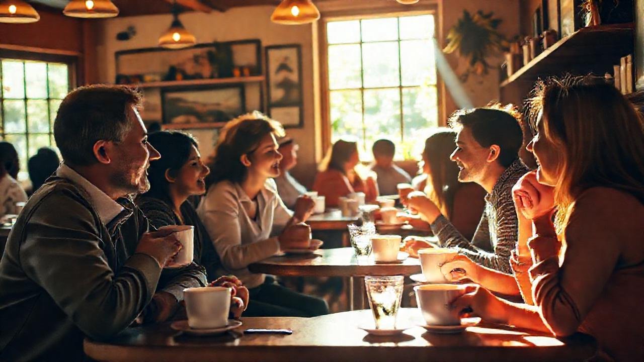 Un café acogedor y sonriente