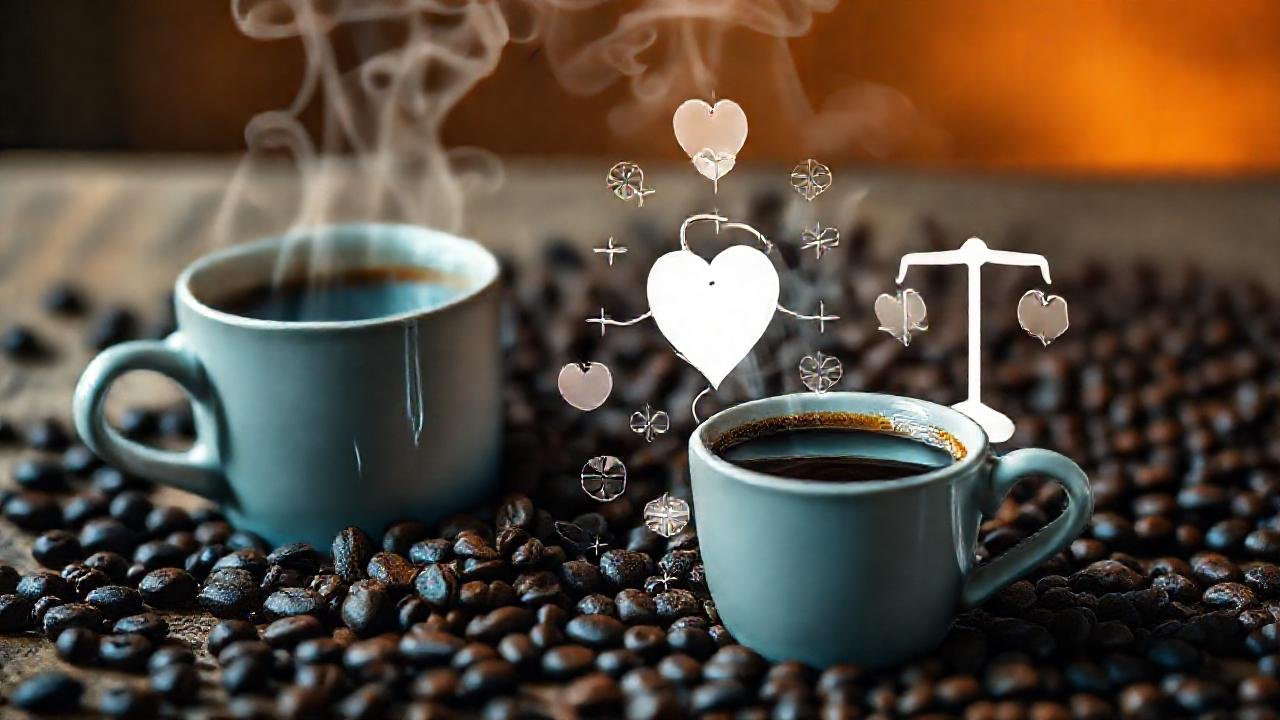 Café oscuro, salud y ciencia estilizada