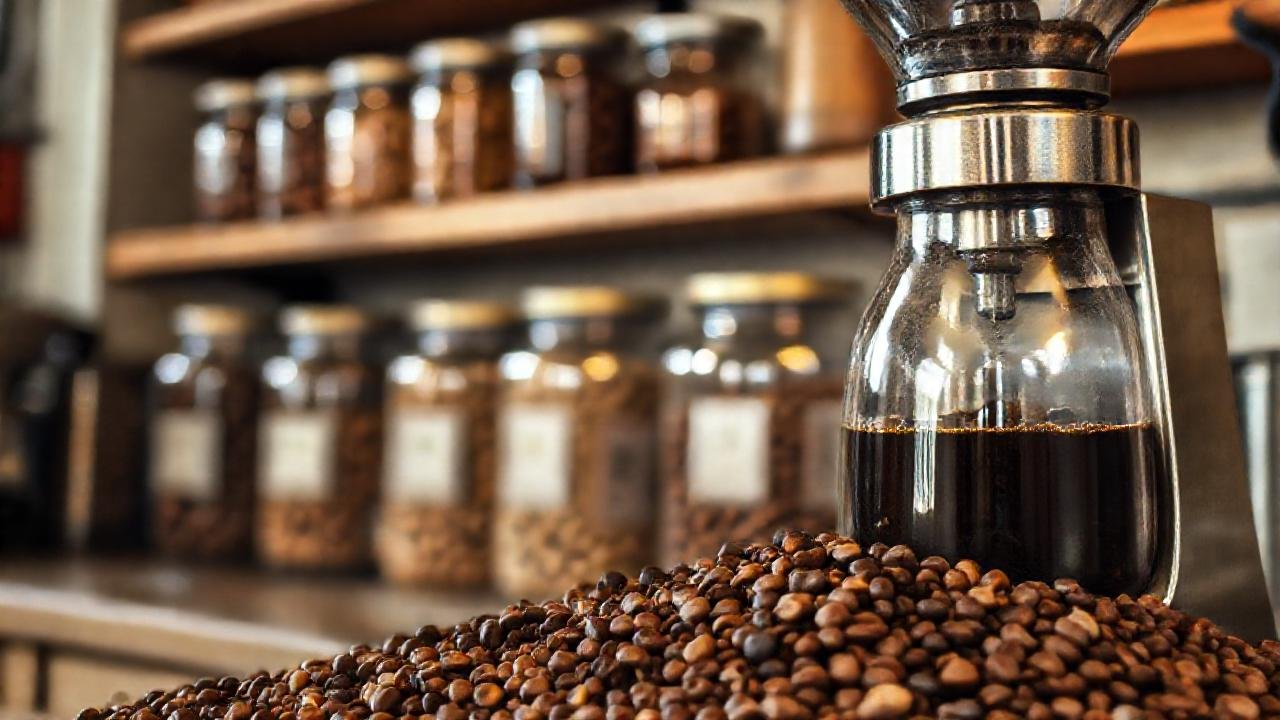 Café recién hecho en cocina rústica