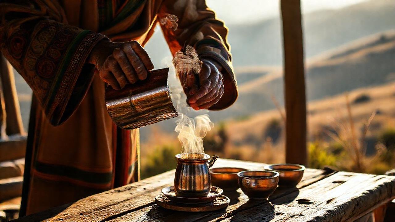 La mañana etíope ofrece café tradicional