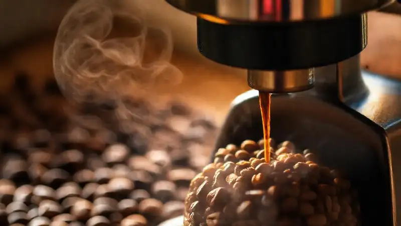 Café hawaiano oscuro, textura y vapor