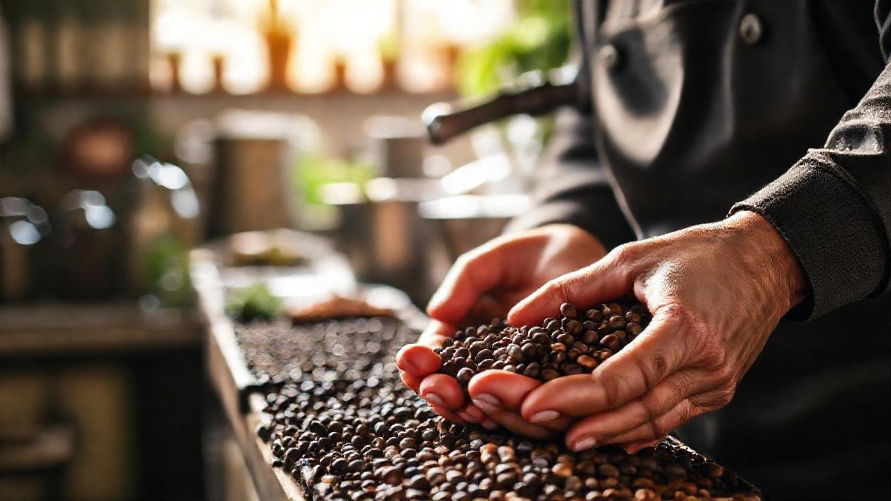 Un barista crea café aromático y natural