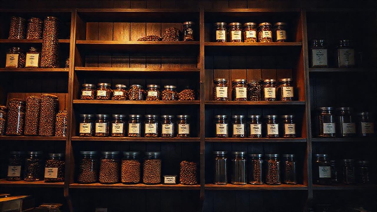 Estanterías oscuras evocan un ambiente acogedor vintage