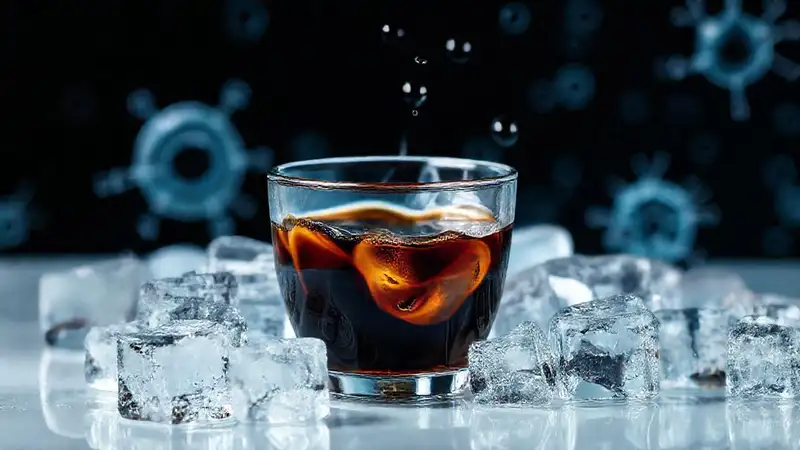 Café oscuro y hielo nutren células vibrantes