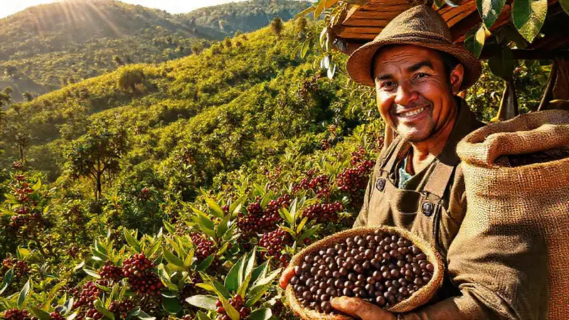 Café cultivado florece en tonos cálidos